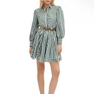 Maje striped shirt dress in ecru/green